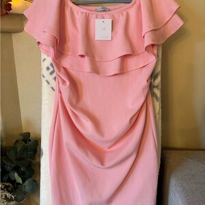 LaClef Soft Pink Layered Maternity Dress